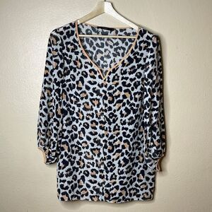 ANIMALE Tunic Womens Size 42 Animal Print Long Sleeve Light Weight